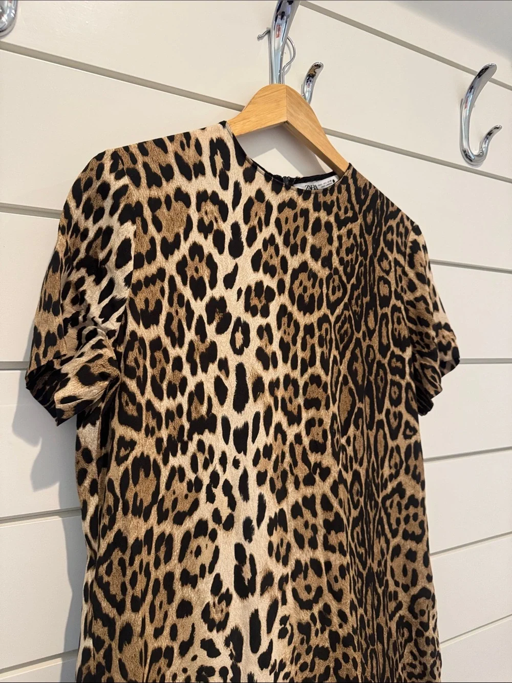 Zara Leopard Print Midi Dress in Brown and Black - Picture 3 of 7